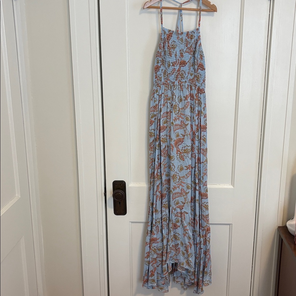 Free people Heat Wave Floral Blue and Brown Women's Maxi Dress